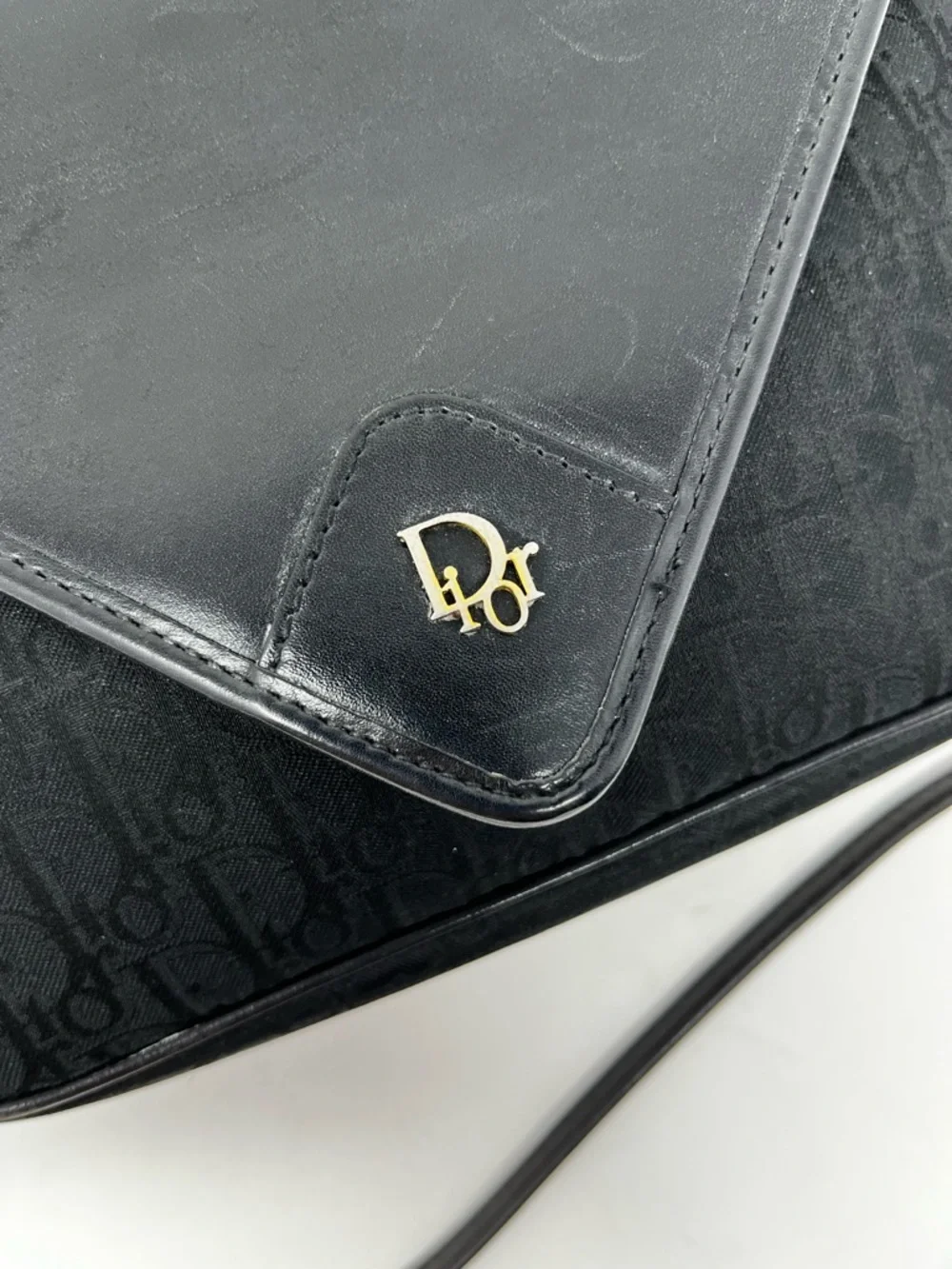 Vintage Christian Dior Black Trotter Logo Monogram Canvas Shoulder Crossbody Bag - Picture 2 of 8